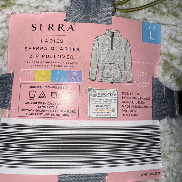 NWT Serra Ladies Sherpa Quarter Zip Pullover Green Cozy Fleece Size L - Picture 3 of 4